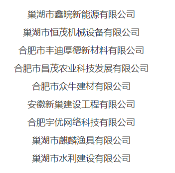 巢湖市第三批高新技术培育企业名单